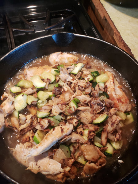 Oyster Mushrooms with Zucchini and Chicken