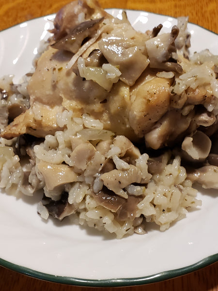 Instant Pot Oyster Mushroom, Chicken, and Rice Recipe