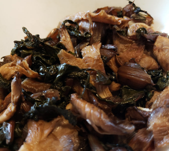 Oyster Mushrooms and Swiss Chard